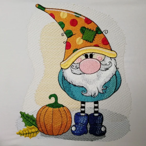Gnome with pumpkin embroidery design 2- machine embroidery pattern