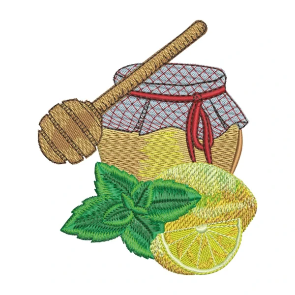 Honey and lemon embroidery design