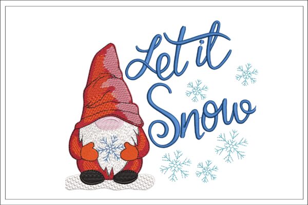 Let It Snow Gnome embroidery design