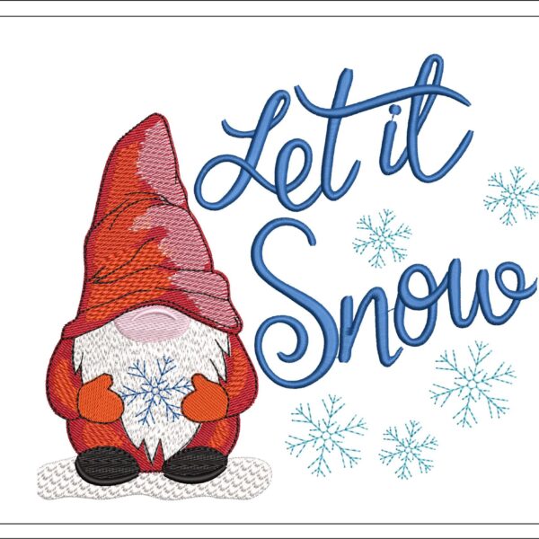 Let It Snow Gnome embroidery design