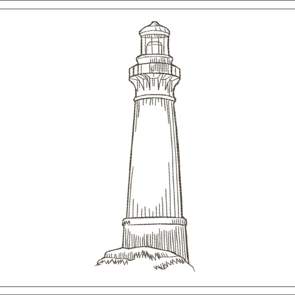 Lighthouse sketch embroidery design