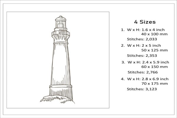 Lighthouse sketch embroidery design