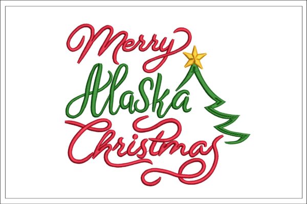 Merry Alaska Christmas Tree embroidery