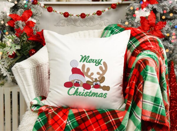 Merry Christmas Santa And Rudolph embroidery design