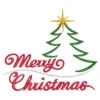 Merry Christmas embroidery design - Christmas tree embroidery design - satin stitch embroidery pattern 1