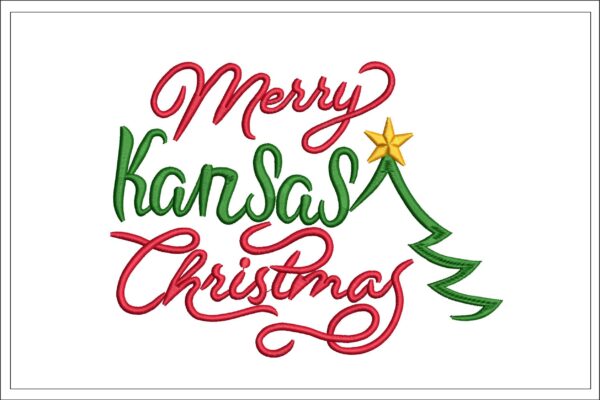 Merry Kansas Christmas Tree embroidery