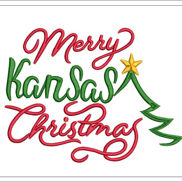 Merry Kansas Christmas Tree embroidery