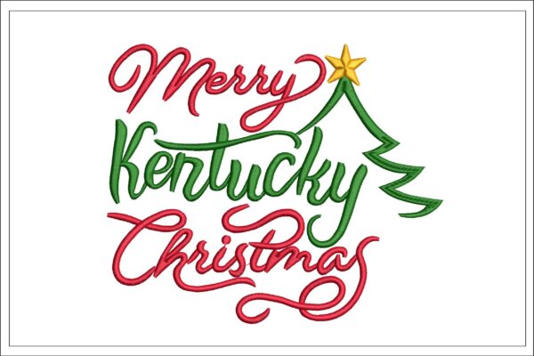 Merry Kentucky Christmas Tree embroidery