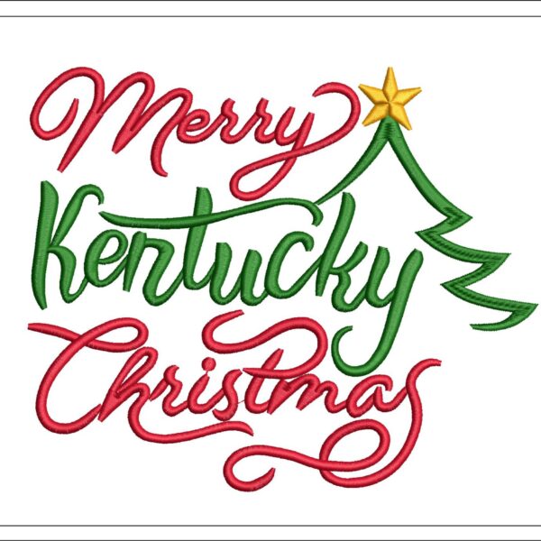 Merry Kentucky Christmas Tree embroidery