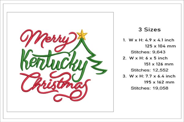 Merry Kentucky Christmas Tree embroidery