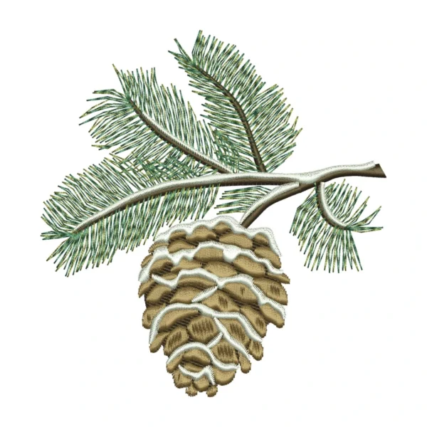 Pine branch embroidery design - cone embroidery pattern 1