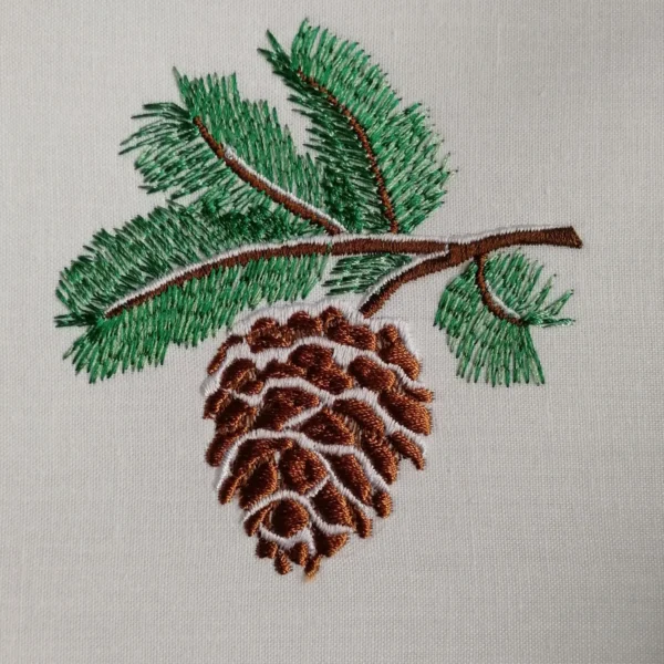 Pine branch embroidery design - cone embroidery pattern