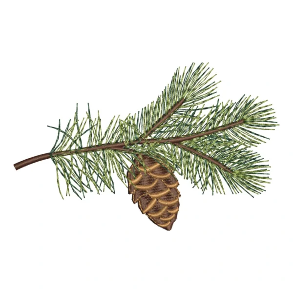 Pine branch embroidery design - forest embroidery design - pine cone embroidery