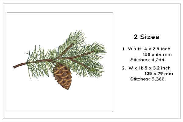 Pine branch embroidery design