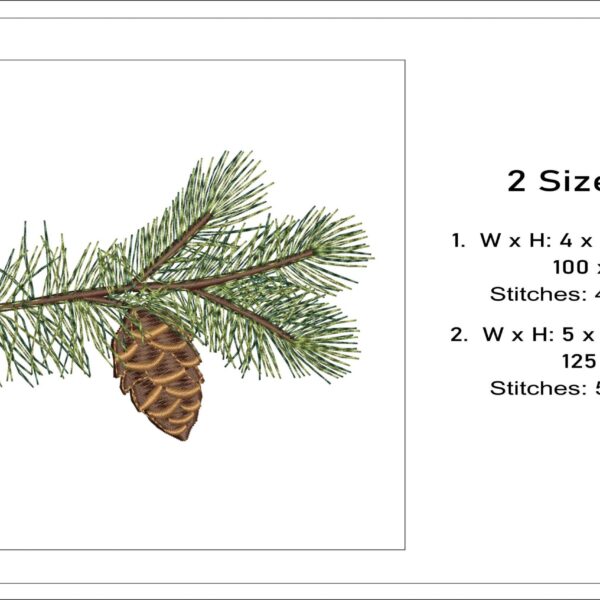 Pine branch embroidery design