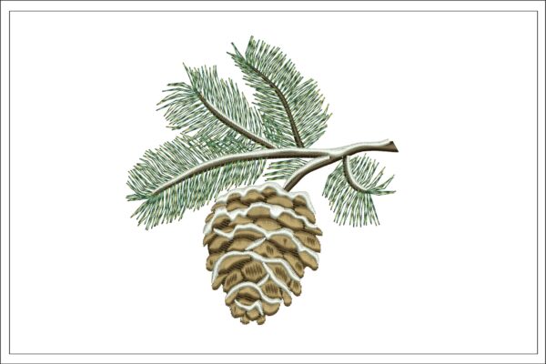 Pine cone winter embroidery design