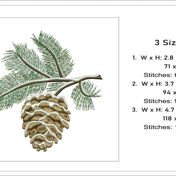 Pine cone winter embroidery design