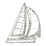 Sailboat Sketch Embroidery Design - Machine Embroidery