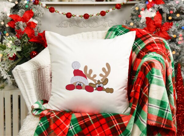 Santa And Rudolph embroidery design