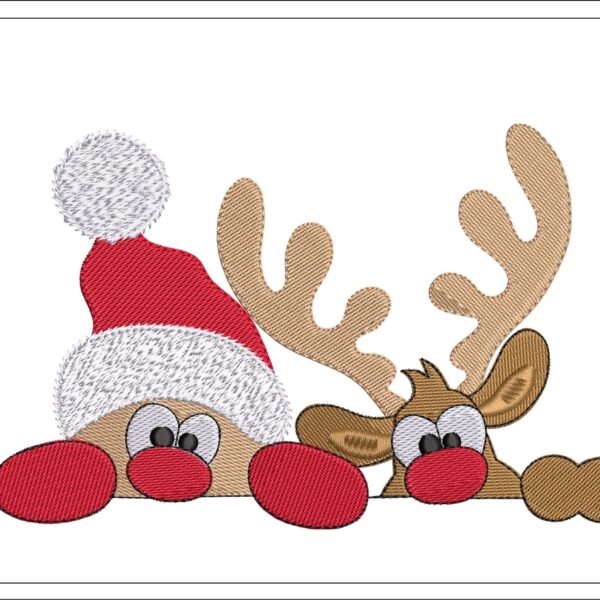 Santa And Rudolph embroidery design