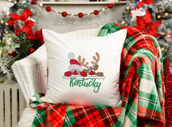 Santa And Rudolph In Kentucky embroidery design