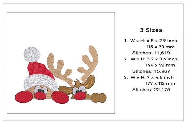 Santa And Rudolph embroidery design