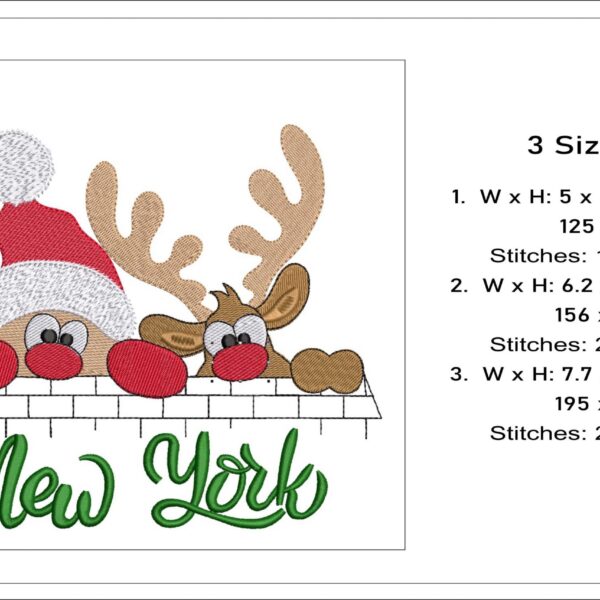 Santa And Rudolf In New York embroidery