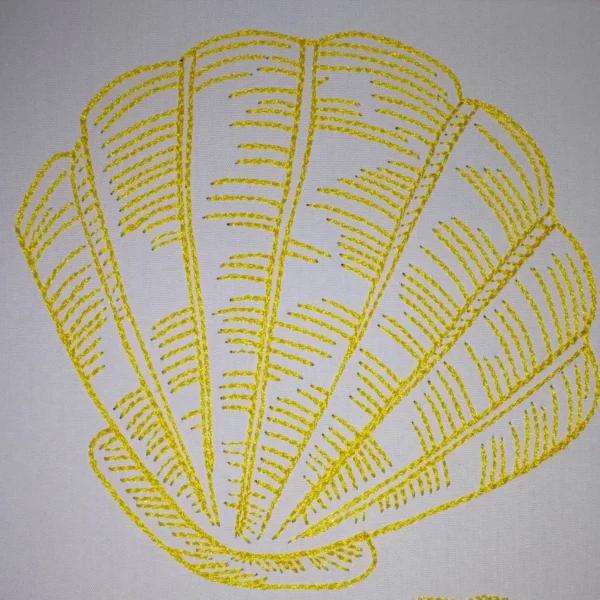 Scallop shell embroidery design - sea shell embroidery pattern - sketch embroidery design