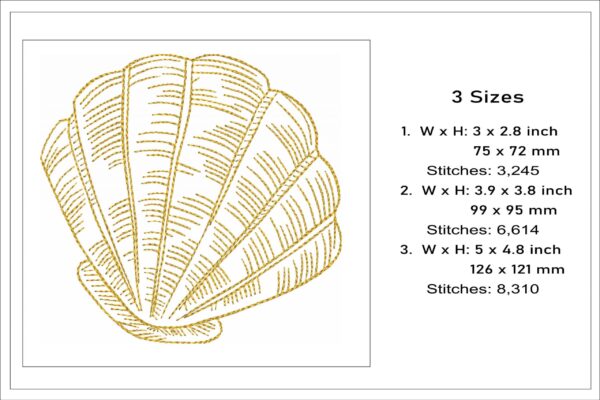 Scallop shells embroidery design