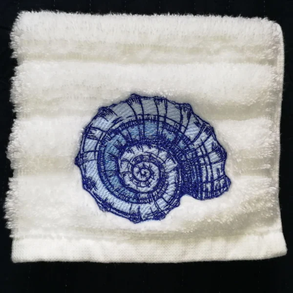 Shell embroidery design 1 - sea shell embroidery design - blue shell embroidery 2