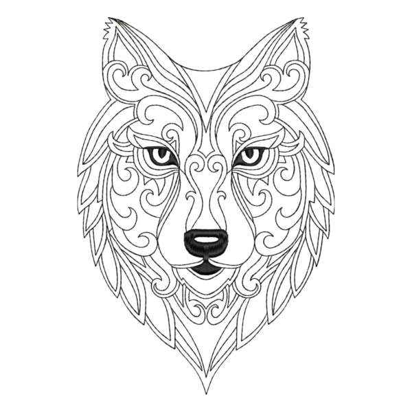 Wolf embroidery design - redwork embroidery pattern