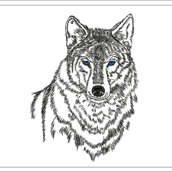 Wolf sketch embroidery