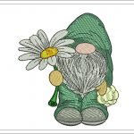 Spring Embroidery Design | Gnome With Daisy
