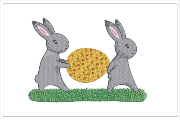 Bunnies With Egg embroidery design