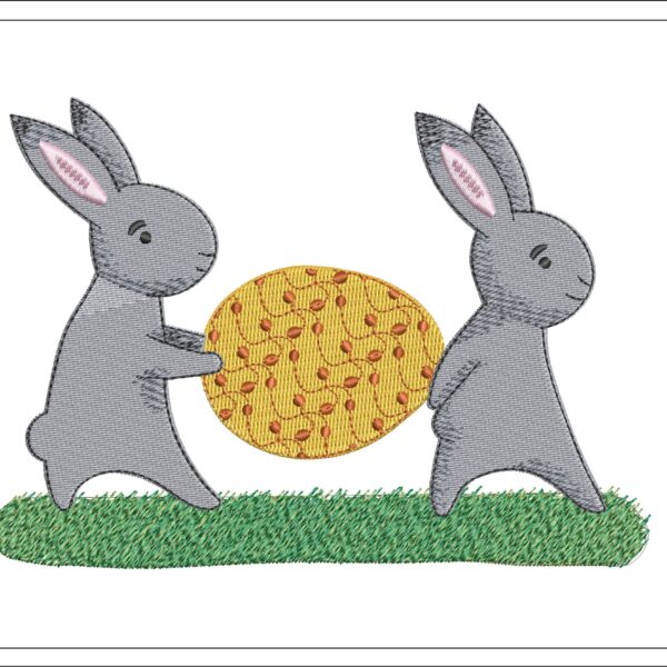 Bunnies With Egg embroidery design