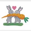 Bunnies In Love With Carrot embroidery design