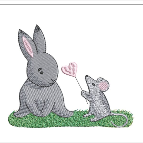 Bunny And Mouse embroidery design