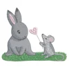 Bunny and mouse embroidery design - cute embroidery pattern