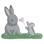 Bunny And Mouse Embroidery Design