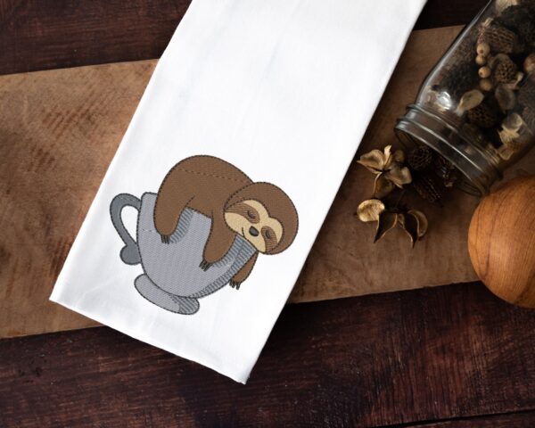 Coffee Sloth embroidery design