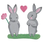 Cute Bunnies In Love Embroidery Design
