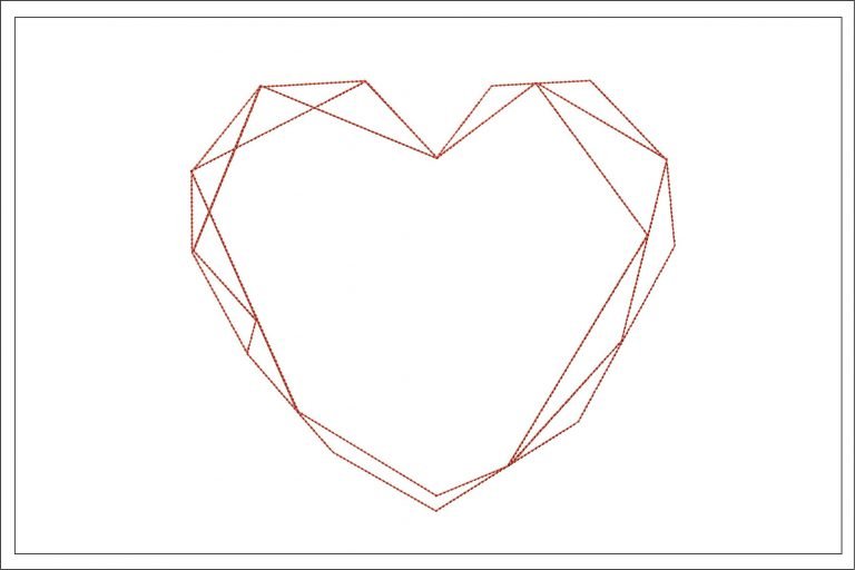 Image showcasing Geometric Heart Embroidery | Simple Frame Design