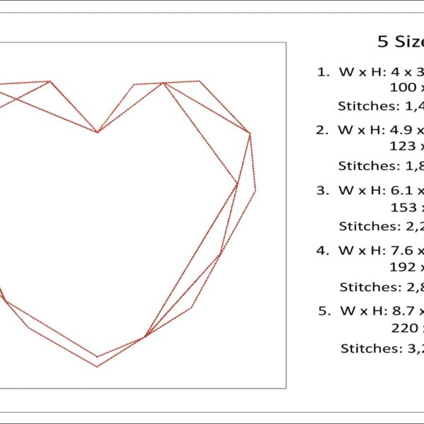 Geometric Heart embroidery design