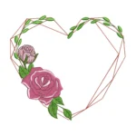 Geometric Floral Heart Embroidery Design