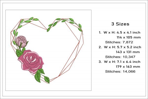 Geometric Floral Heart Embroidery Design – Embroidery Escape - Embroidered Geometric Heart Designs