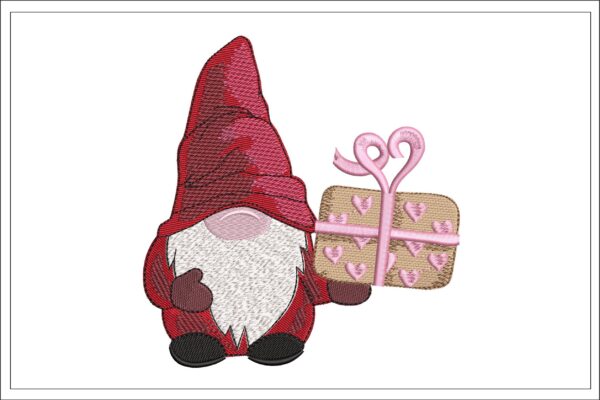 Gnome With Gift embroidery design