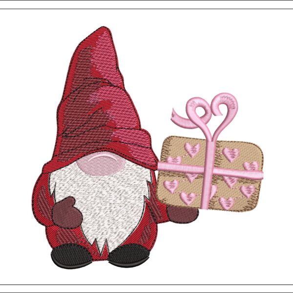 Gnome With Gift embroidery design