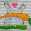 Bunnies In Love With Carrot embroidery design