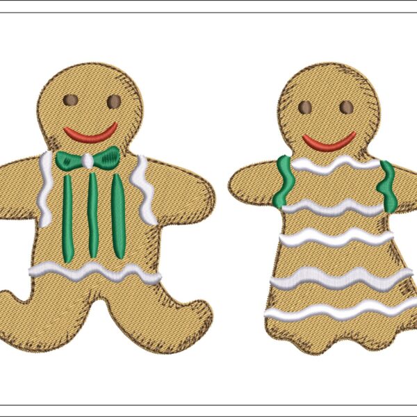 MR and Mrs Gingerbread embroidery design