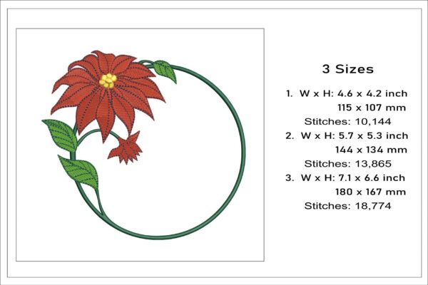 Poinsettia ring embroidery design